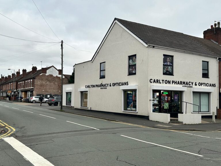 Carlton Pharmacy and Opticians storefront on Calais Road