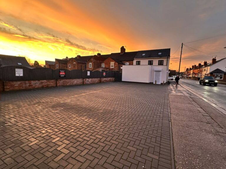 Carlton Pharmacy car park at sunset